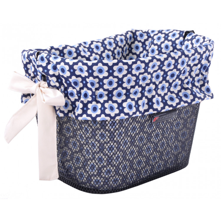 Vložka do košíka modré kvietočky s krémovou mašľou